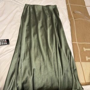 OAK + FORT Olive Satin Maxi Skirt